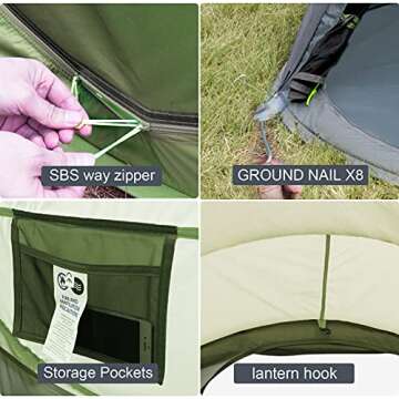 Pop Up Tents for Camping 4 Person Waterproof Pop Up Army Tents Surplus Tents Military Popup Tent Camping Easy Up Camping Tents Instant Pop Up Tent Big Green