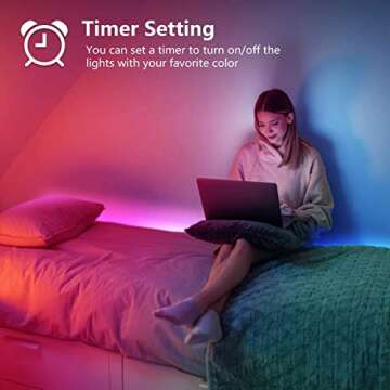 Nexillumi Led Lights for Bedroom 65.6ft (1 Rolls of 65.6ft) with Color Changing Strip Lights with Remote and APP Control RGB Lighting Strip for Indoor Party Home Room Decor and 24V Power Supply