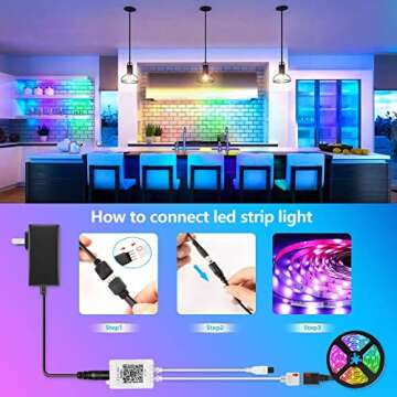 Nexillumi Led Lights for Bedroom 65.6ft (1 Rolls of 65.6ft) with Color Changing Strip Lights with Remote and APP Control RGB Lighting Strip for Indoor Party Home Room Decor and 24V Power Supply