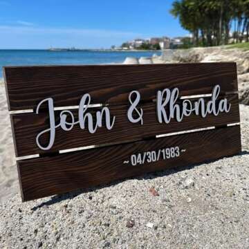 Custom Rustic Wooden Name Sign for Weddings & Home Decor