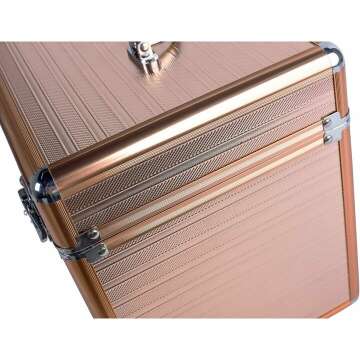 Nail Polish Case With Drawer and Dividers Makeup Travel Case Portable Cosmetic Organizer-Rose Gold