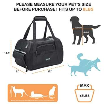 JESPET Soft-Sided Kennel Pet Carrier for Small Dogs, Cats, Puppy, Airline Approved Cat Carriers Dog Carrier Collapsible, Travel Handbag & Car Seat