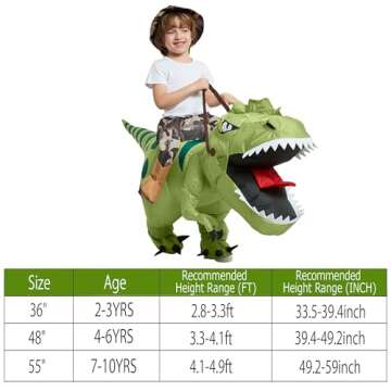 Inflatable T-Rex Costume for Kids 4-6 Years