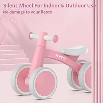 SEREED Baby Balance Bike Toys for 1 Year Old Girl Gifts, Baby Walker, One Year Old Girl Birthday Gifts, 12-24 Months Toddler Balance Bike, First Birthday Gifts, Ride on Toys (Pink)