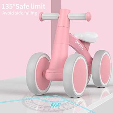 SEREED Baby Balance Bike Toys for 1 Year Old Girl Gifts, Baby Walker, One Year Old Girl Birthday Gifts, 12-24 Months Toddler Balance Bike, First Birthday Gifts, Ride on Toys (Pink)