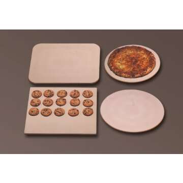 American Metalcraft 15" x 14" Rectangular Economy Pizza Stone,Cream