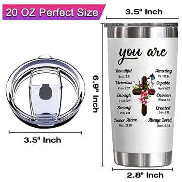 JUNQIU Christian Gifts for Women, Inspirational Religious Gifts, Bible Verse Encouragement Spiritual Gifts, Thank You Gifts- Gifts for Women, Mom, Friend, Sister-20 Oz Stainless Steel Tumbler