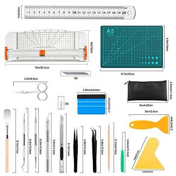 Famomatk 27PCS Craft Weeding Tools for Vinyl Kit,Utility Knife Set with 12Inch Paper Cutter Trimmer for Scrapbooking,Silhouettes,Cameos,DIY Art Crafting,Cutting,Splicing,Cardstock