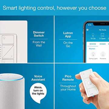 Lutron Caseta Smart Lighting Kit w/ Hub, 2 Original Dimmer Switches, 2 Pico Remotes, & More, for LED Bulbs, Works w/ Alexa, Apple Homekit, Google Home, 150W Single-Pole/3-Way, P-BDG-PKG2W-A