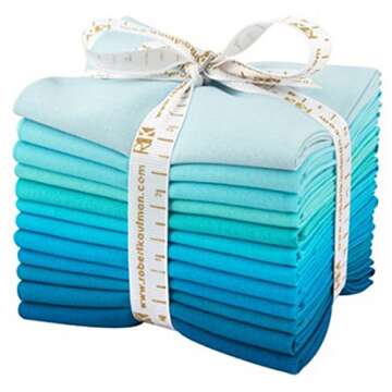 Robert Kaufman FQ-920-12 12 Piece Fat Quarter Bundle Kona Cotton Pool Party Palette , Blue