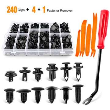 GOOACC - GRC-33 240PCS Bumper Retainer Clips Car Plastic Rivets Fasteners Push Retainer Kit Most Popular Sizes Auto Push Pin Rivets Set -Door Trim Panel Fender Clips for GM Ford Toyota Honda Chrysler