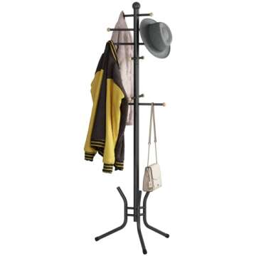 Wisdom Star Coat Racks Freestanding, 12 Hooks Coat Tree Freestanding Used in the Bedroom Living Room Office, Coat Hanger Stand Coat Rack Stand Can be Hang Clothes, Hats, Bags, Black