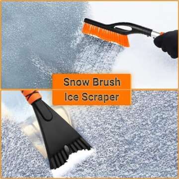 PLACHIDAY Snow Brush & Ice Scraper, Ice Scrapers for Car Windshield, Detachable Snow Removal Tool with Ergonomic Foam Grip for Cars, Trucks, Suvs (Heavy Duty Abs, PVC Brush), 27 Inch