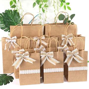 TOMNK 120pcs Brown Paper Bags with Handles Assorted Sizes Mixed Sizes Bulk Kraft Paper Gift Bags for Business, Shopping, Retail