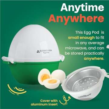 Ultimate Irish Egg Pod -Ronnie Neville’s Original as Seen on TV Microwave Egg Cooker, Perfectly Cooked & Peeled Egg, Capacity 4 Eggs, Boiled Egg Maker, Cooking Accessories, Microwave Egg Boiler Cooker