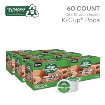 Green Mountain Coffee Roasters Brown Sugar Crumble Keurig Single-Serve K-Cup pods, Medium Roast Coffee, 60 Count (6 Packs of 10)