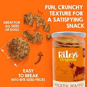 Riley's Waffles Chicken Chips for Dogs - USA Sourced Chicken Dog Treats Single Ingredient Healthy Dog Treats - Dehydrated Chicken Jerky Dog Treats Made in The USA - 5.5 oz