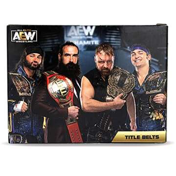 AEW Championship Title Belt Multipack - World Championship Title Belt, World Tag Team Championship Belts, TNT Championship Belt - AEW Unrivaled Figure Accessories - Amazon Exclusive