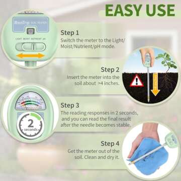 Soil Moisture Meter & pH Tester for Gardens