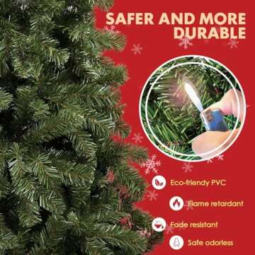 GTRACING 6.5ft Christmas Tree, Artificial Xmas Tree with 1000 Branch Tips Holiday Party Decorations 1 Minute Christmas Tree for Home Office Easy Assembly, Metal Hinges & Foldable Base