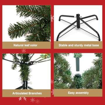 GTRACING 6.5ft Christmas Tree, Artificial Xmas Tree with 1000 Branch Tips Holiday Party Decorations 1 Minute Christmas Tree for Home Office Easy Assembly, Metal Hinges & Foldable Base