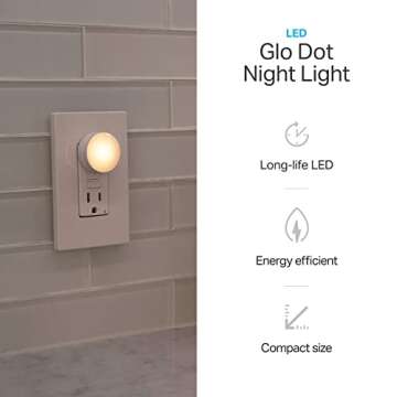 Lights By Night Mini LED Night Light, Plug-In, Dusk To Dawn Sensor, Warm White, Compact, Ambient Lighting, LED Lights for Bedroom, Bathroom, Nursery, Hallway, Kitchen, 45084, 4 Pack