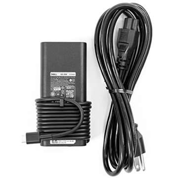 Dell 65W USB-C Laptop Charger for XPS & Latitude 5000 with Power Cord