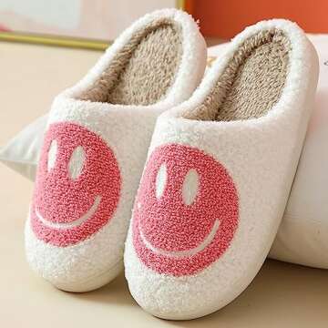 Dubuto Smile Face Slippers for Kids - Soft Plush Memory Foam