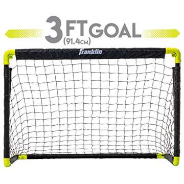 Franklin Sports Kids Mini Soccer Goal Set - Backyard/Indoor Mini Net + Ball Set with Pump - Portable Folding Youth Goal Set - 36" x 24"