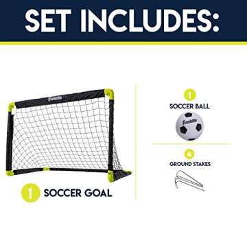 Franklin Sports Kids Mini Soccer Goal Set - Backyard/Indoor Mini Net + Ball Set with Pump - Portable Folding Youth Goal Set - 36" x 24"