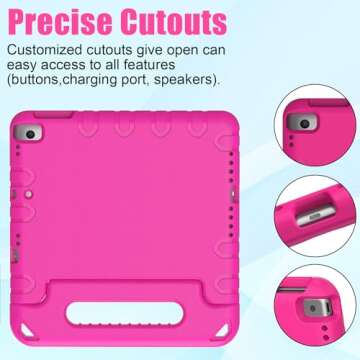 BMOUO Kids Case for iPad 9.7 Inch 2018/2017,iPad Air 2 - with Screen Protector, Shockproof Kids Case Cover Handle Stand Case for iPad 9.7 Inch 2017/2018 (iPad 5th and 6th Generation),iPad Air 2 - Rose