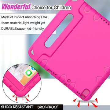 BMOUO Kids Case for iPad 9.7 Inch 2018/2017,iPad Air 2 - with Screen Protector, Shockproof Kids Case Cover Handle Stand Case for iPad 9.7 Inch 2017/2018 (iPad 5th and 6th Generation),iPad Air 2 - Rose