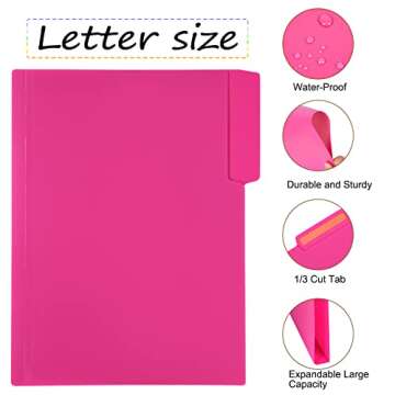 EOOUT 18 Pack Plastic File Folders Poly Filing Folders Colored Folders, 9 Assorted Colors Letter Size File Folders Heavy Duty 1/3 Cut Tab for Office School Home Organization