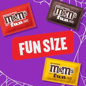 M&M'S Peanut, M&M'S Peanut Butter, and M&M'S Milk Chocolate Fun Size Individually Wrapped Halloween Chocolate Candy Trick or Treat Variety Pack, Party Size, 19.41 Oz Bulk Bag