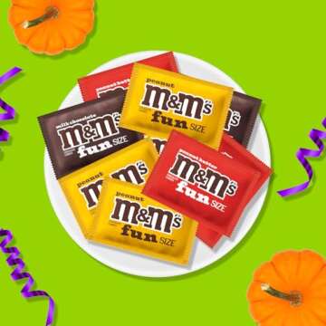 M&M'S Peanut, M&M'S Peanut Butter, and M&M'S Milk Chocolate Fun Size Individually Wrapped Halloween Chocolate Candy Trick or Treat Variety Pack, Party Size, 19.41 Oz Bulk Bag