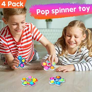 GOHEYI Fidget Toys 4 Pack, Fidget Spinner Toy Pack Bulk Fidget Toys Set Valentines Gifts for Kids,Fidget Spinners ADHD Fidget Toys Stress Relief Hand Spinners Toys