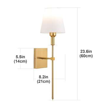 Wall Lights Battery Operated Wall Sconces Set Of 2，Indoor not Hardwired Fabric Shade Fixtures,Rechargeable Wireless Wall Sconces With Dimmable Remote Control,for Bedroom,Farmhouse ( Color : Gold )