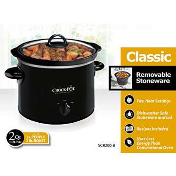 Crock-Pot 2-QT, Black Round Manual Slow Cooker