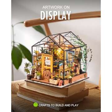 Rolife DIY Miniature House Kit Greenhouse, Tiny House Kit for Adults to Build, Mini House Making Kit with Furniture, Halloween/Christmas Decorations/Gifts for Family and Friends (Cathy's Greenhouse)