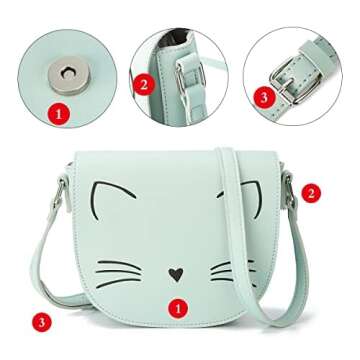 Gladdon Crossbody Bags for Teen Girls Small Fashion Preteen Purses Cat Birthday Gift for Girl Green I