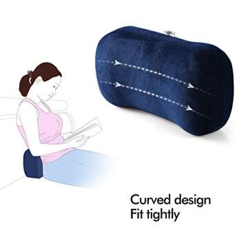 Portable Memory Foam Camping Pillow Travel Pillow Ergonomic Sleeping Bed Pillow for Good Night Sleep Cervical Curved Neck Support for Travel Camping Hiking Car Seat Plane Lumbar Support16.5LX7.8W