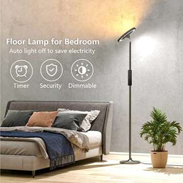 Keepsmile Double Side Lighting Led Floor Lamp with Remote Smart App 36W/2600LM Bright Tall Standing RGB Floor Lamp Angle Multicolor Dimmable Modern Floor Lamps for Livingroom Bedroom Office