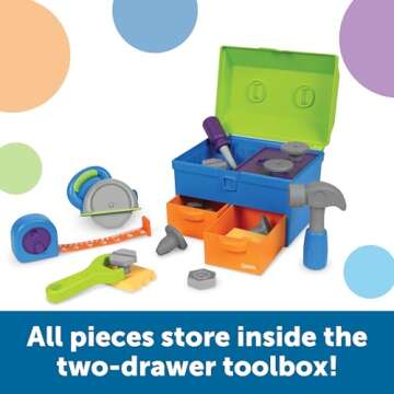 Learning Resources New Sprouts All-in-One Toolbox, 18 Pieces, Ages 2+, Toddler Activities, Preschool Learning Activites, Montessori Toys