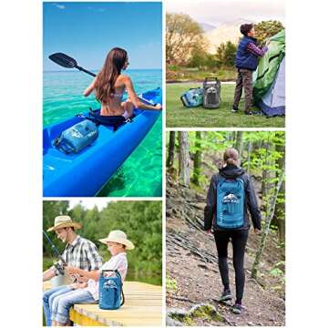 HEETA Dry Bag Waterproof for Women Men, Roll Top Lightweight Dry Storage Bag Backpack with Phone Case for Travel, Swimming, Boating, Kayaking, Camping and Beach (Transparent Blue, 5L)