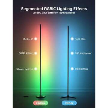 Govee RGBIC Floor Lamp, LED Corner Lamp Works with Alexa, 1000 Lumen Smart Modern Floor Lamp with Music Sync and 16 Million DIY Colors, Color Changing Standing Floor Lamp for Bedroom Living Room Black