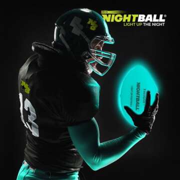 Nightball Light Up Football - Glow in The Dark Football Football - Glow Football for Kids 8-15 - Football Gift - Sports Gift Idea for Boys 8 9 10 11 12 13 14 15 - Gift Ready Box and Pump Included