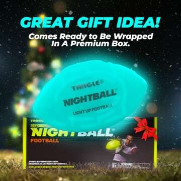 Nightball Light Up Football - Glow in The Dark Football Football - Glow Football for Kids 8-15 - Football Gift - Sports Gift Idea for Boys 8 9 10 11 12 13 14 15 - Gift Ready Box and Pump Included