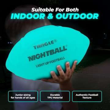 Nightball Light Up Football - Glow in The Dark Football Football - Glow Football for Kids 8-15 - Football Gift - Sports Gift Idea for Boys 8 9 10 11 12 13 14 15 - Gift Ready Box and Pump Included