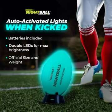 Nightball Light Up Football - Glow in The Dark Football Football - Glow Football for Kids 8-15 - Football Gift - Sports Gift Idea for Boys 8 9 10 11 12 13 14 15 - Gift Ready Box and Pump Included