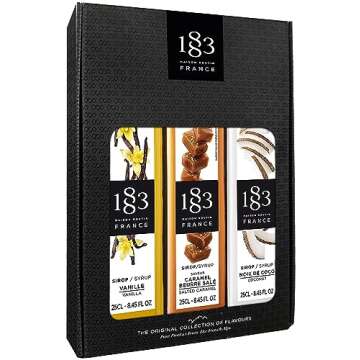 1883 Vanilla, Salted Caramel, Coconut Syrup - The Original Collection of Flavours Gift Set - 8.45 Fl Oz (Pack of 3)